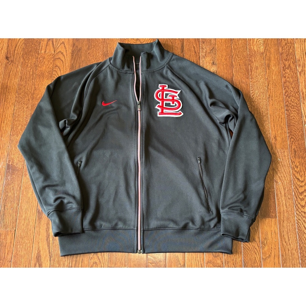 Nike St. Louis Cardinals MLB Full Zip Track Jacket Black Mens Large 27483X-CR6